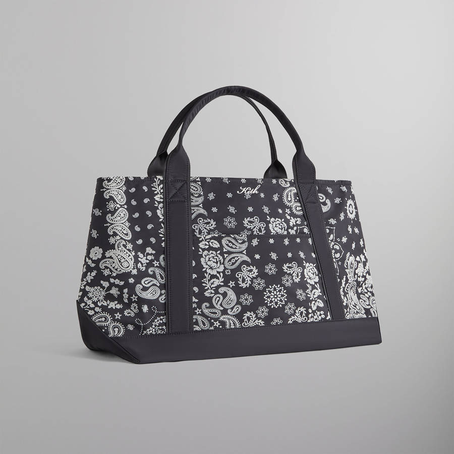 Black Men Kith Paisley Flocked Nylon Tote Bags | 9203-CPLSB