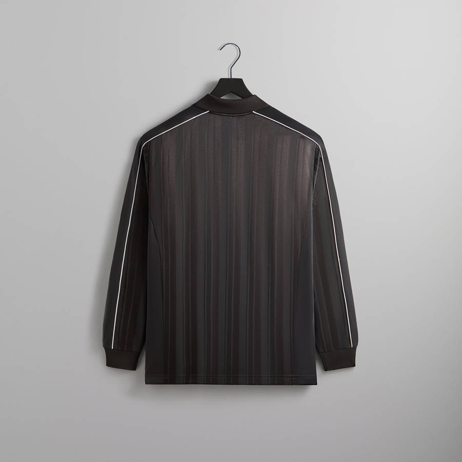 Black Men Kith Pinstripe Tricot Panelled Tap In Polo Shirts | 4208-AZVXK