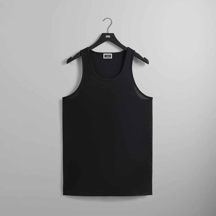Black Men Kith Pointelle Mesh Spencer Tank Shirts | 3706-TULGE