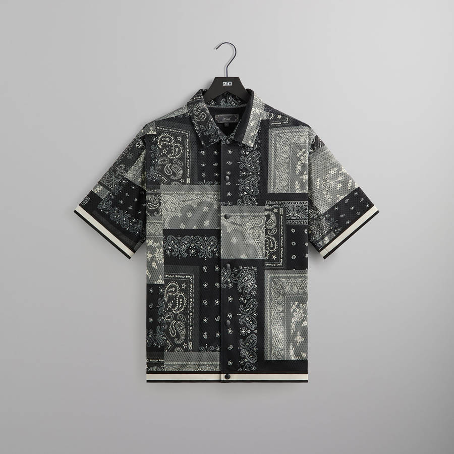 Black Men Kith Printed Mesh Woodpoint Shirts | 6497-KRNUC