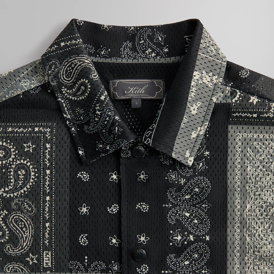Black Men Kith Printed Mesh Woodpoint Shirts | 6497-KRNUC