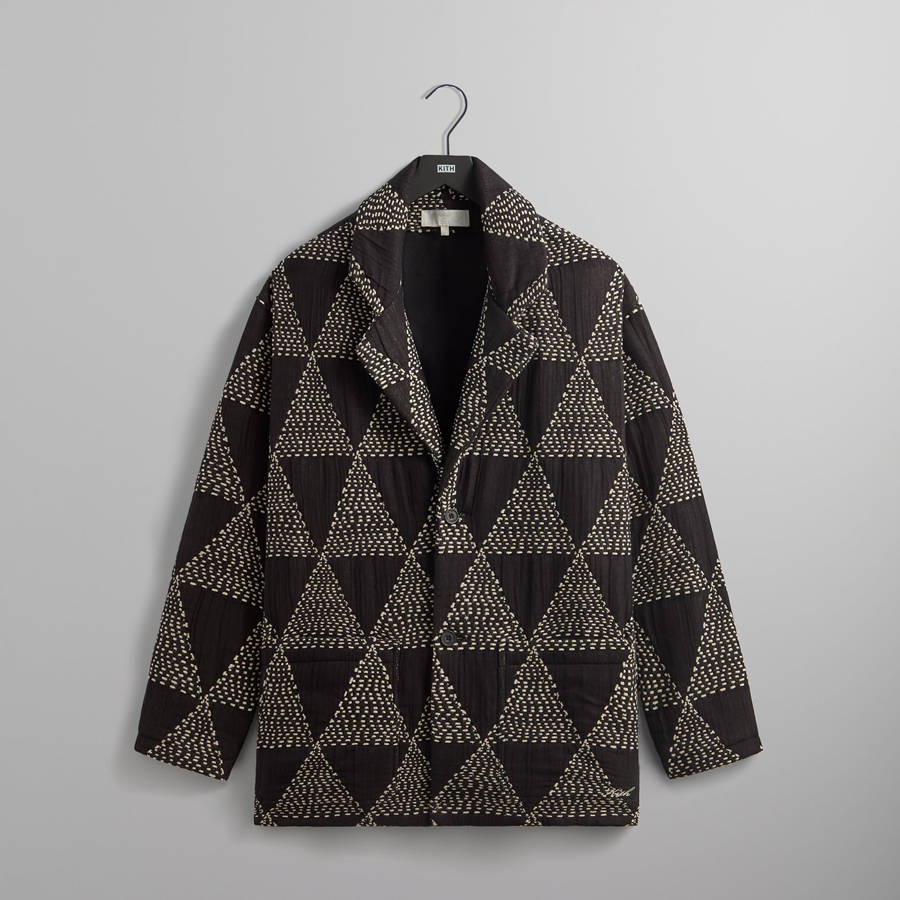 Black Men Kith Quilt Stitch Alfie Jackets | 0248-DSOUY
