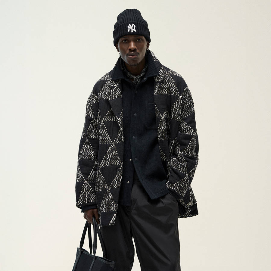 Black Men Kith Quilt Stitch Alfie Jackets | 0248-DSOUY