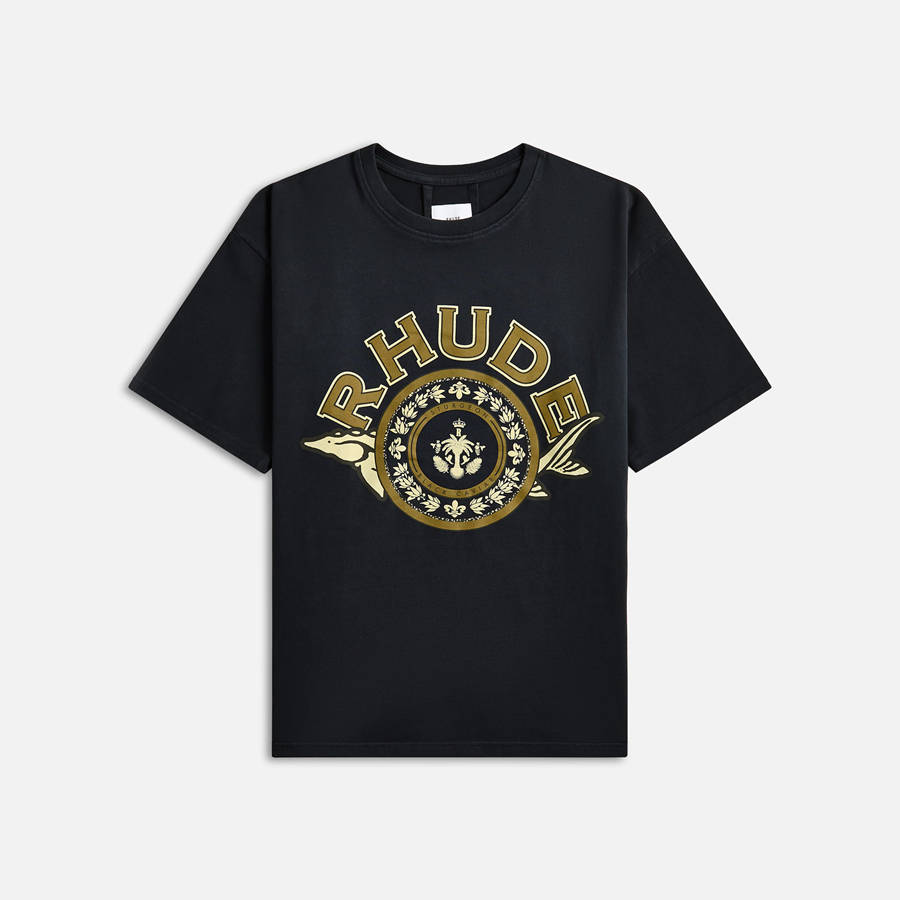 Black Men Kith Rhude Black Caviar Shirts | 3946-PZVMF