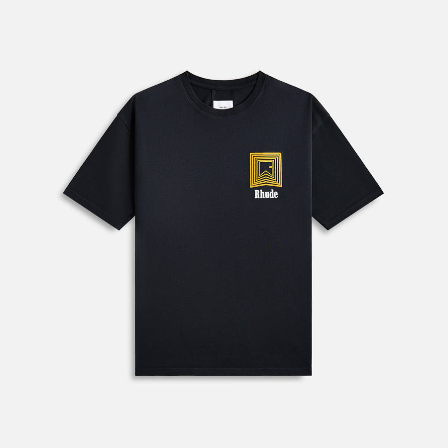 Black Men Kith Rhude Chevron Logo Repeat Shirts | 1372-ZXLKM