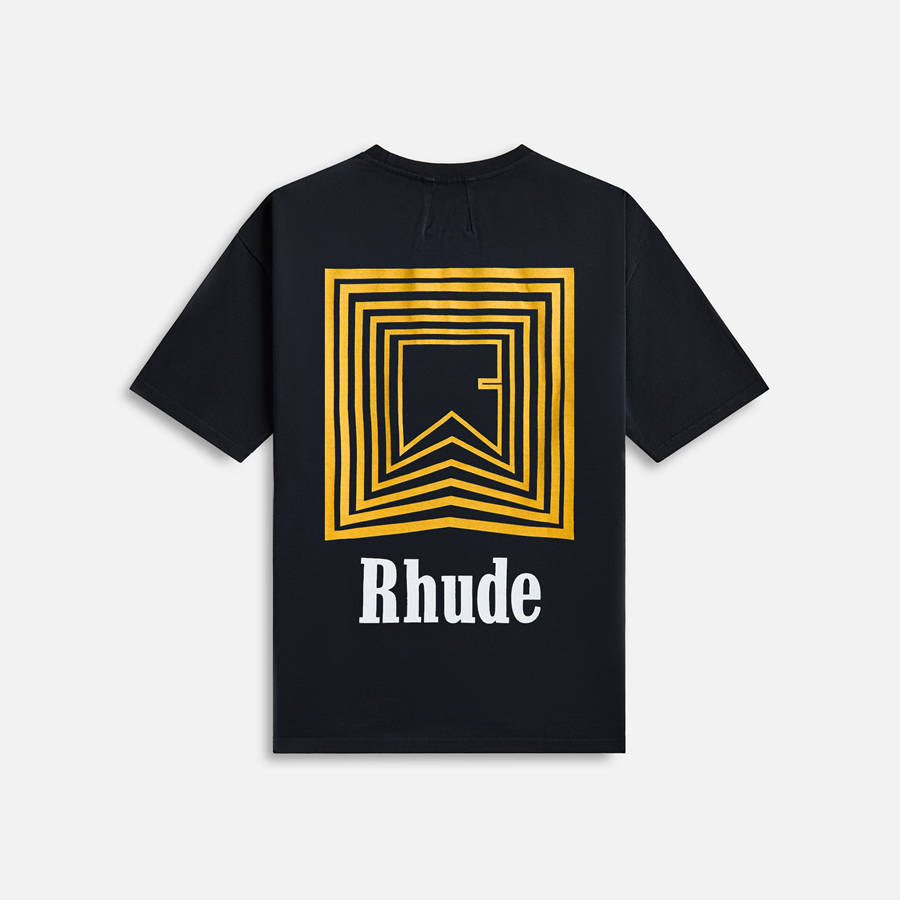 Black Men Kith Rhude Chevron Logo Repeat Shirts | 1372-ZXLKM