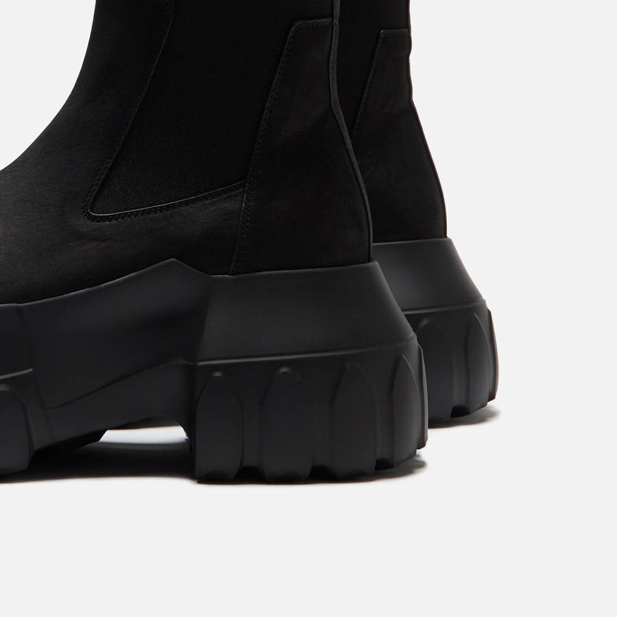 Black Men Kith Rick Owens Beatle Mega Tractor Boots | 0974-PILXW