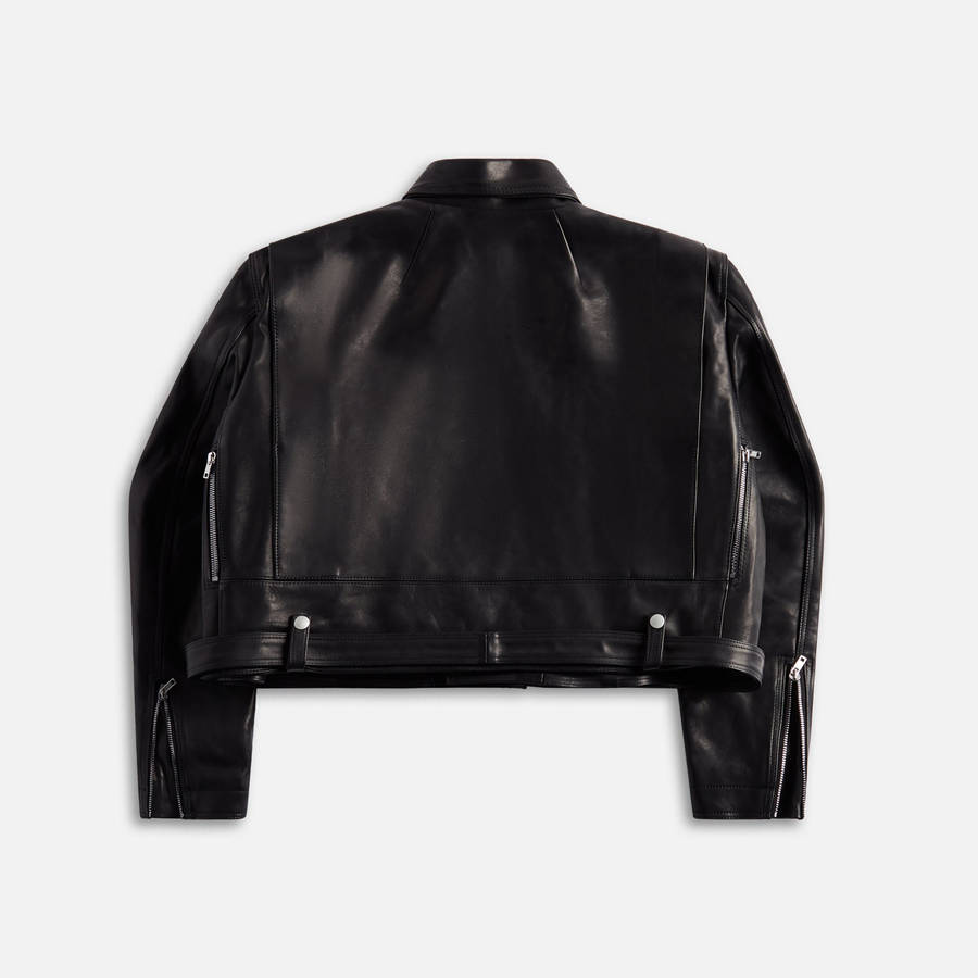 Black Men Kith Rick Owens Giacca In Pelle Cropped Jumbo Bauhaus Stooges Jackets | 1309-KDQJY