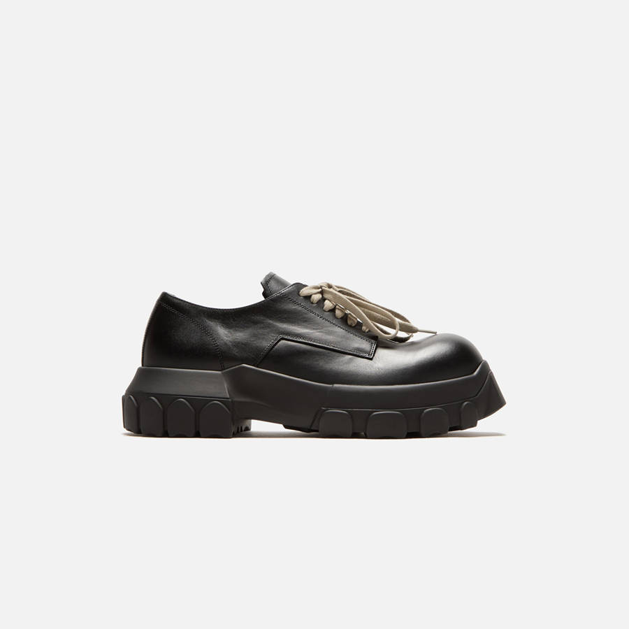 Black Men Kith Rick Owens Laceup Bozo Tractor Derby | 2807-UVHLJ
