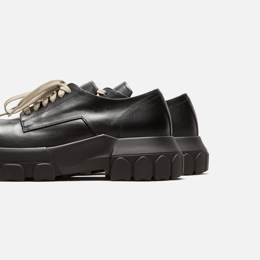 Black Men Kith Rick Owens Laceup Bozo Tractor Derby | 2807-UVHLJ