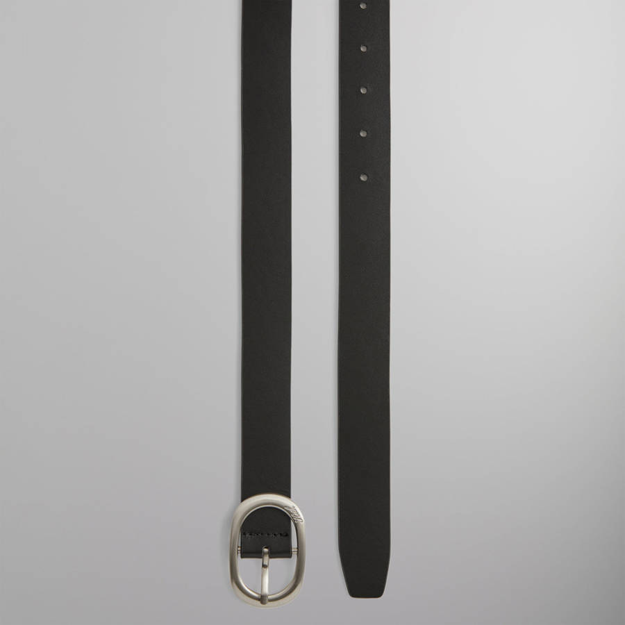 Black Men Kith Round Buckle Leather Belts | 0648-BHWLP