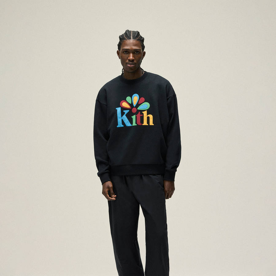 Black Men Kith Serif Applique Nelson Crewneck Sweatshirts | 0435-VHJZA