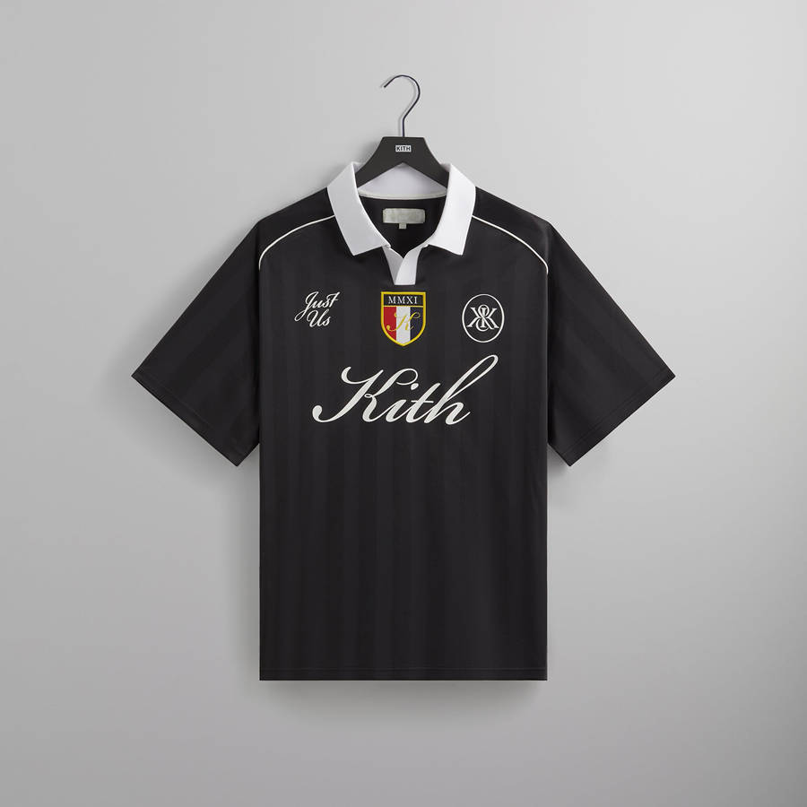 Black Men Kith Shadow Stripe Marcel Soccer Top Shirts | 7562-FHQLM