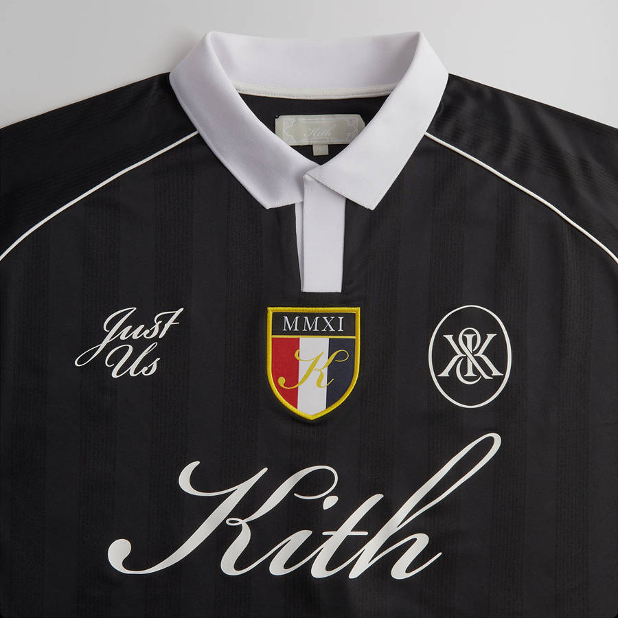 Black Men Kith Shadow Stripe Marcel Soccer Top Shirts | 7562-FHQLM