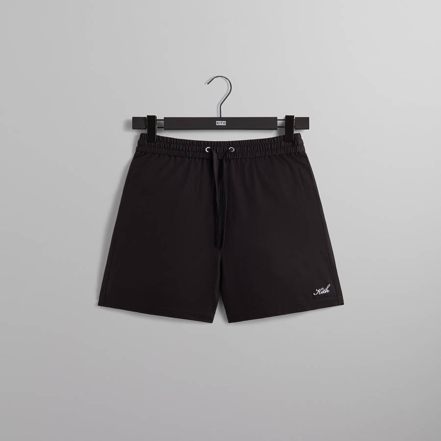Black Men Kith Silk Cotton Active Shorts | 0318-EYWON