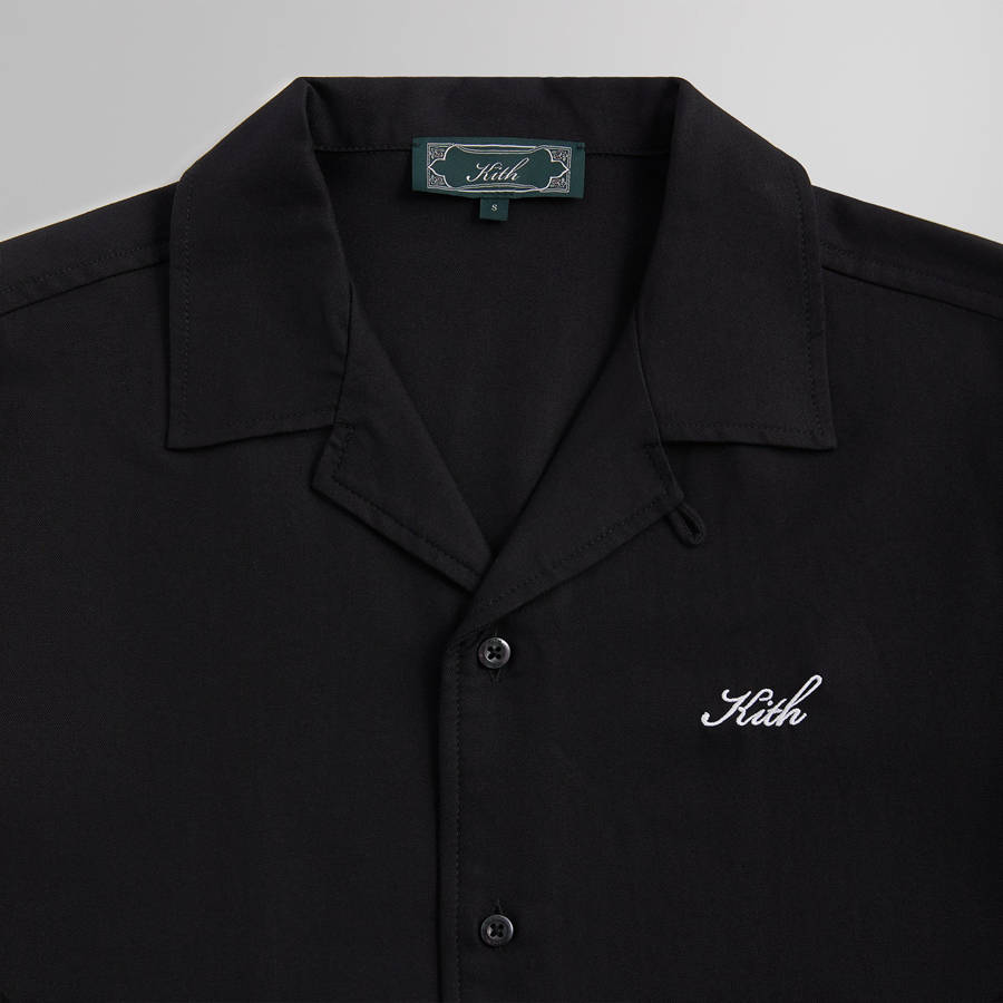 Black Men Kith Silk Cotton Thompson Camp Collar Shirts | 6543-AXYZG
