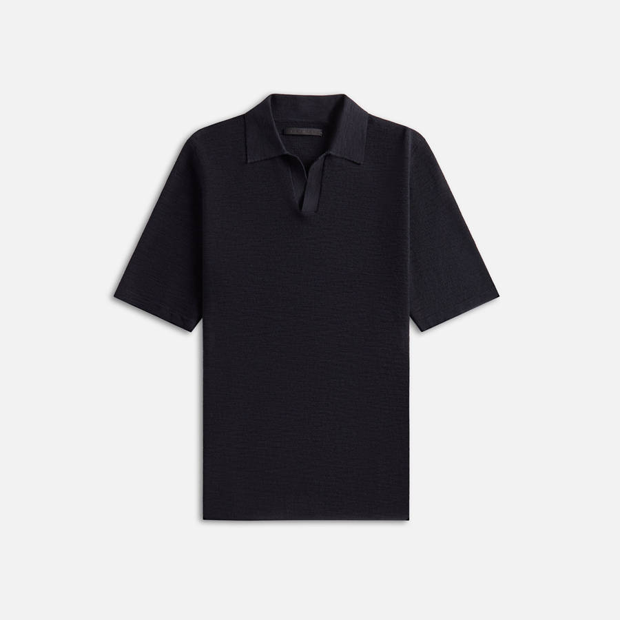 Black Men Kith Stampd Ribbed Knit Polo Shirts | 6795-MILCF