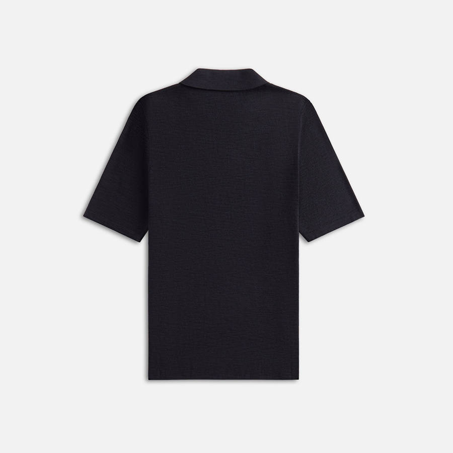 Black Men Kith Stampd Ribbed Knit Polo Shirts | 6795-MILCF