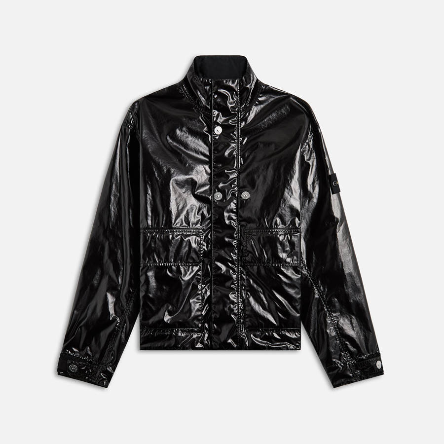 Black Men Kith Stone Island Mussola Gommata-Tc Garment Dyed Jackets | 2946-GFWHM