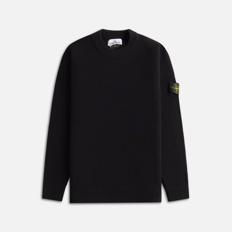 Black Men Kith Stone Island Wool Crewneck Sweater Sweatshirts | 3674-KQLJO