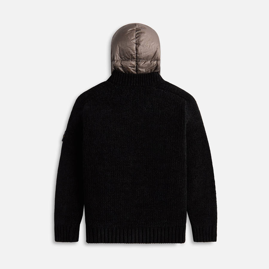 Black Men Kith Stone Island Zip Knit Hooded Jackets | 1826-FXDGB