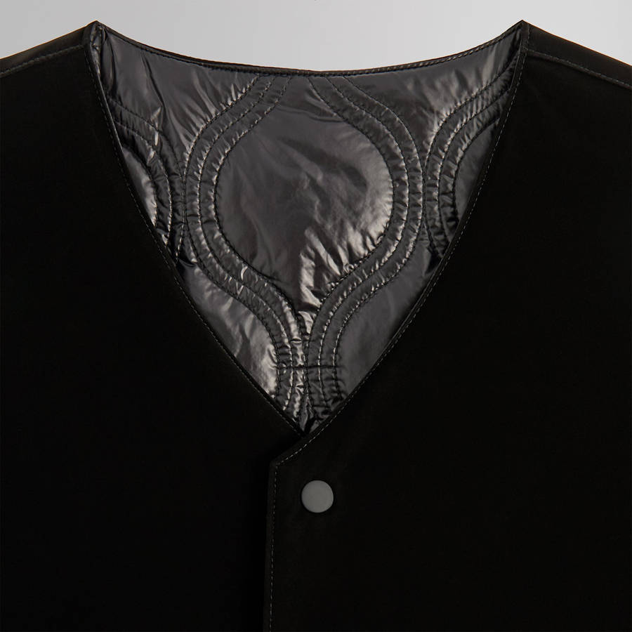 Black Men Kith Sueded Tech Winfield Quilted Liner Jackets | 9302-AELZW