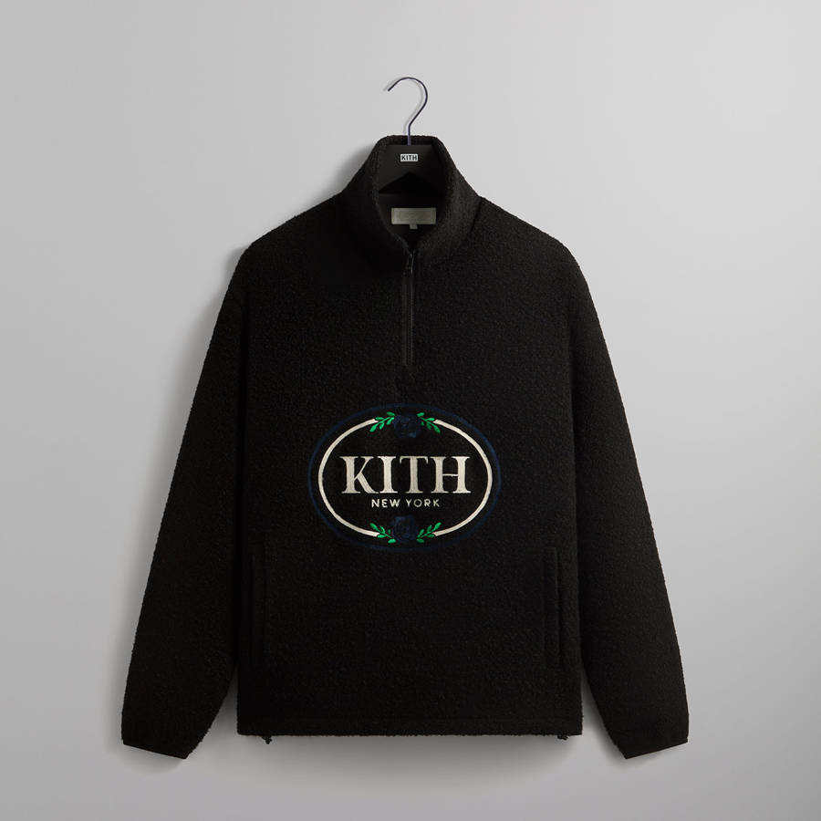 Black Men Kith Tweed Eric Quarter Zip Pullover Sweatshirts | 7589-CDRPT
