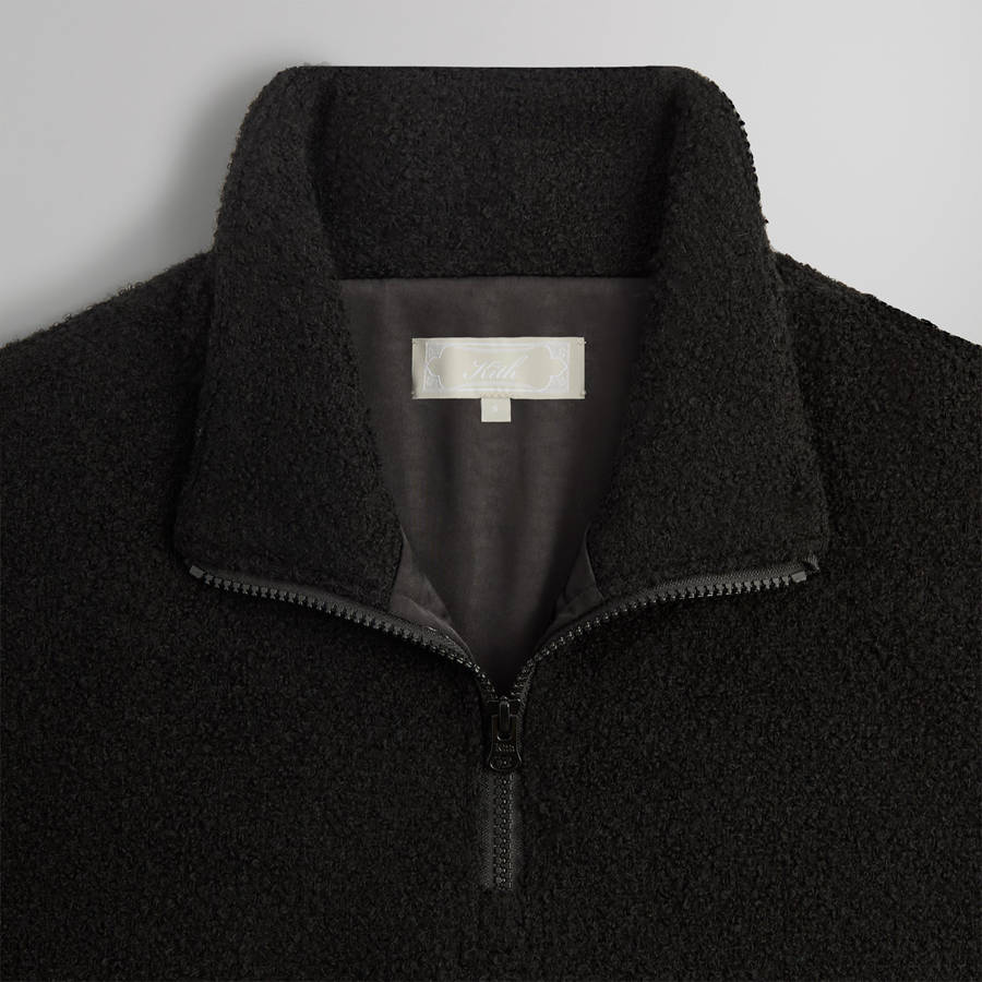 Black Men Kith Tweed Eric Quarter Zip Pullover Sweatshirts | 7589-CDRPT