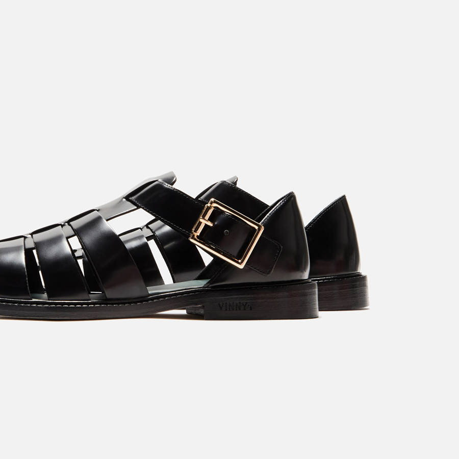 Black Men Kith VINNY's Fisherman Sandals | 3816-HWJCT