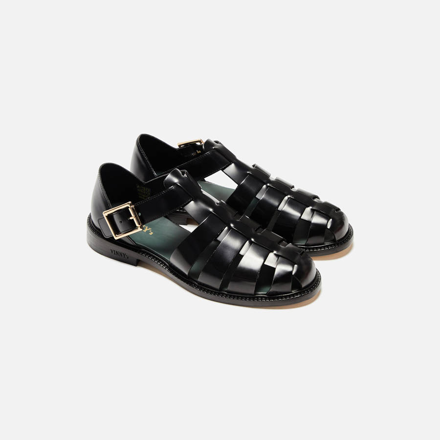 Black Men Kith VINNY's Fisherman Sandals | 3816-HWJCT