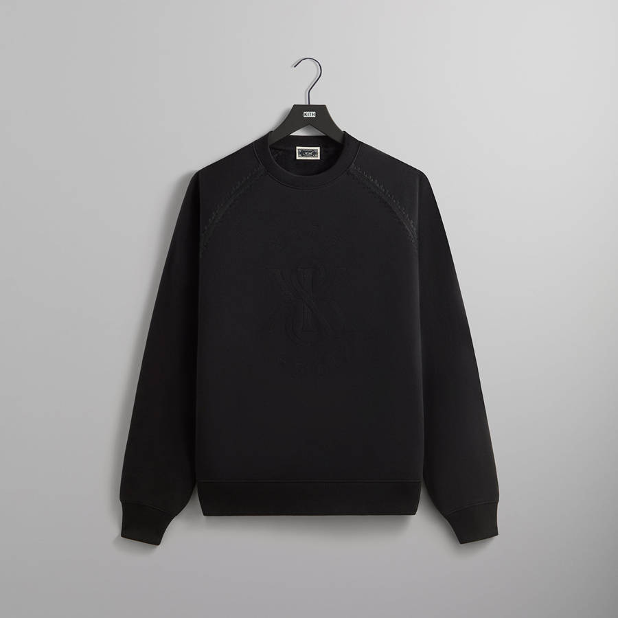 Black Men Kith Vale Raglan Crewneck Sweatshirts | 8930-ADKHT