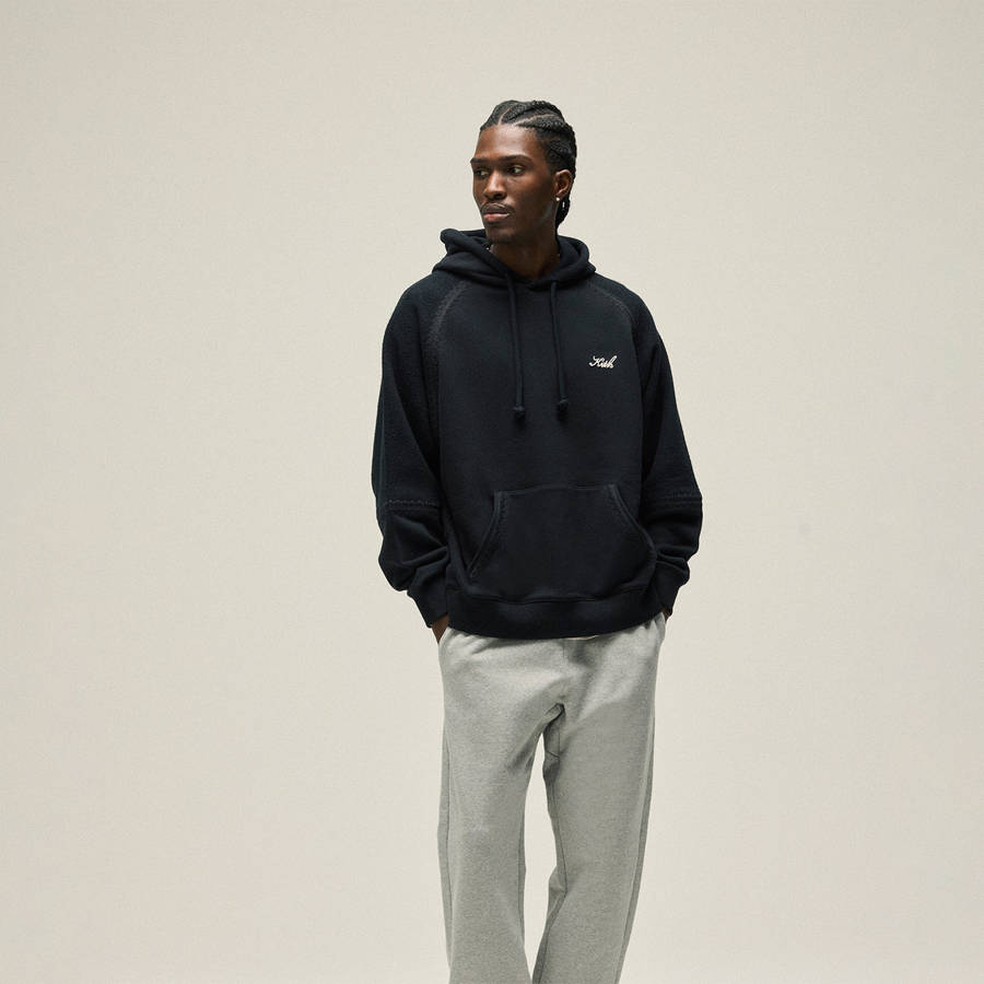 Black Men Kith Vale Raglan Hoodie Sweatshirts | 3260-TUEHI