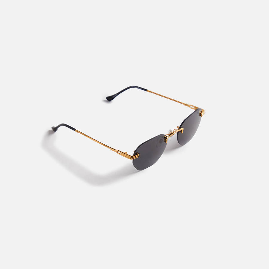 Black Men Kith Vintage Frames Detroit Player Drill Mount 24Kt Gold Sunglasses | 2308-NGQOB