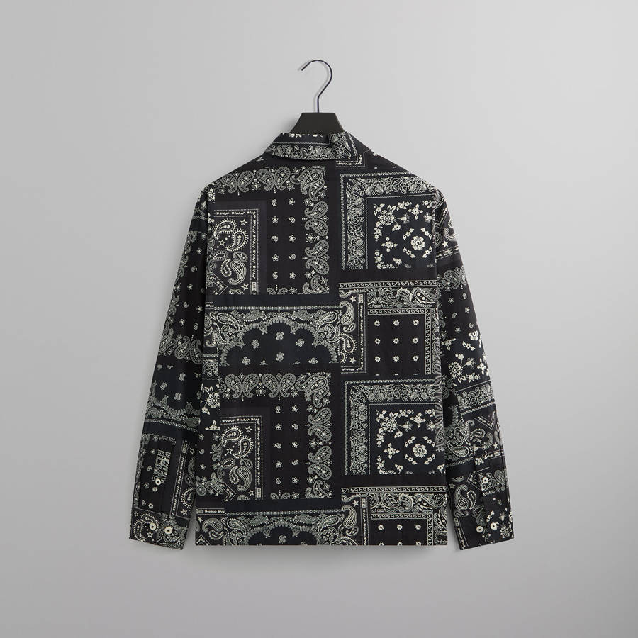 Black Men Kith Washed Cotton Bandana Boxy Collared Shirts | 6082-AIZYN