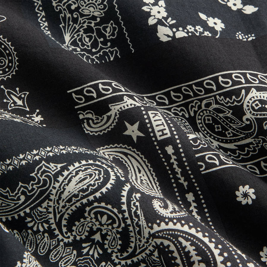 Black Men Kith Washed Cotton Bandana Boxy Collared Shirts | 6082-AIZYN