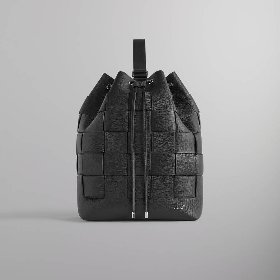 Black Men Kith Woven Leather Rucksack Bags | 6104-LRSFE