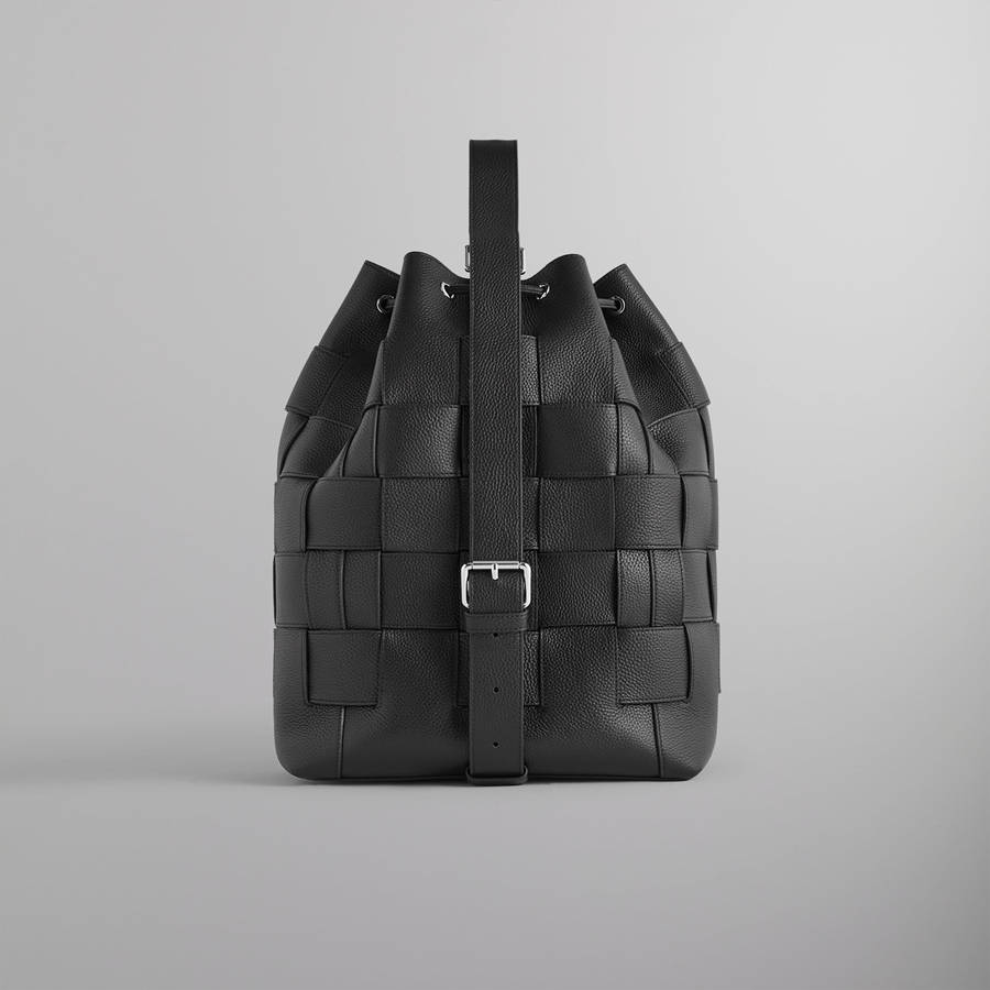 Black Men Kith Woven Leather Rucksack Bags | 6104-LRSFE