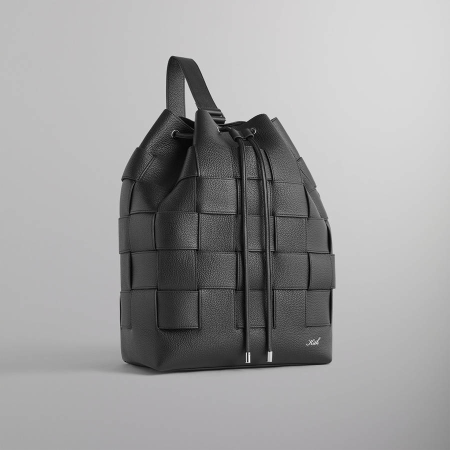 Black Men Kith Woven Leather Rucksack Bags | 6104-LRSFE