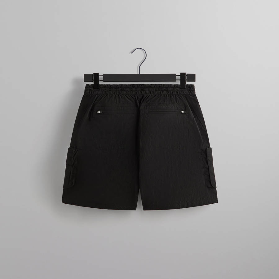 Black Men Kith Wrinkle Nylon Evan Cargo Shorts | 5970-FXZTQ