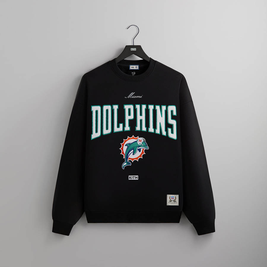 Black Men Kith and '47 for the NFL: Dolphins Nelson Crewneck Sweatshirts | 9638-TMQIZ