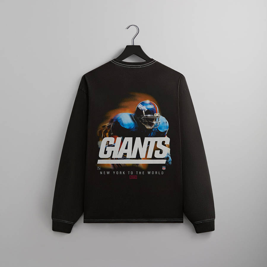 Black Men Kith and '47 for the NFL: Giants Vintage Long Sleeve T-Shirt | 4392-EHQAU