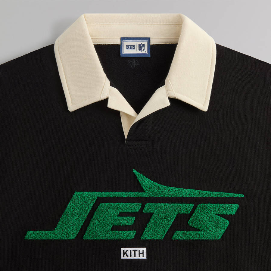 Black Men Kith and '47 for the NFL: Jets Nelson Collared Pullover Shirts | 3842-WMFQH
