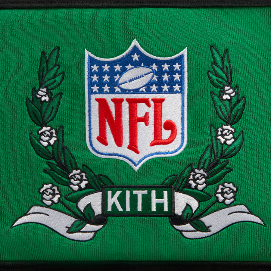 Black Men Kith and '47 for the NFL: Jets Nelson Collared Pullover Shirts | 3842-WMFQH