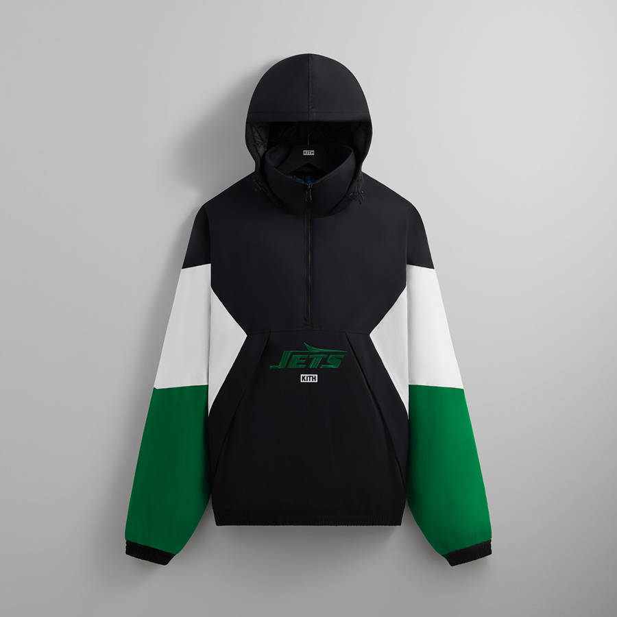 Black Men Kith and '47 for the NFL: Jets Quarter Zip Anorak With Hood Jackets | 2438-AWLCV