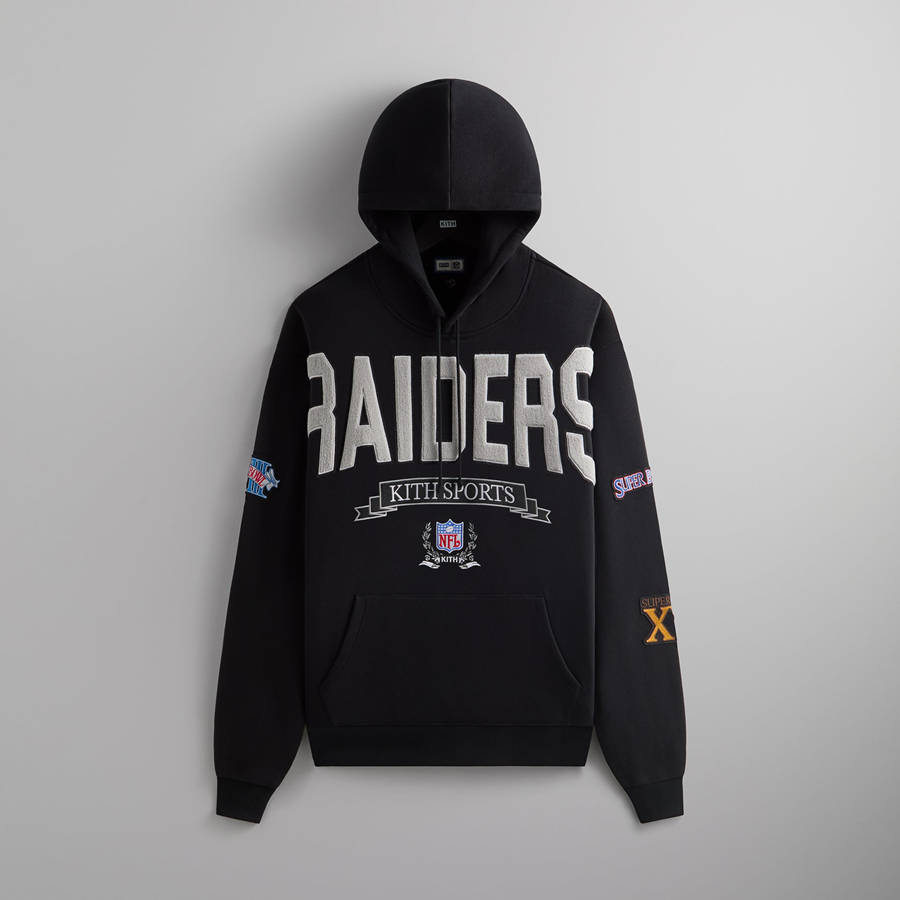 Black Men Kith and '47 for the NFL: Raiders Nelson Hoodie Sweatshirts | 6048-KJPYC