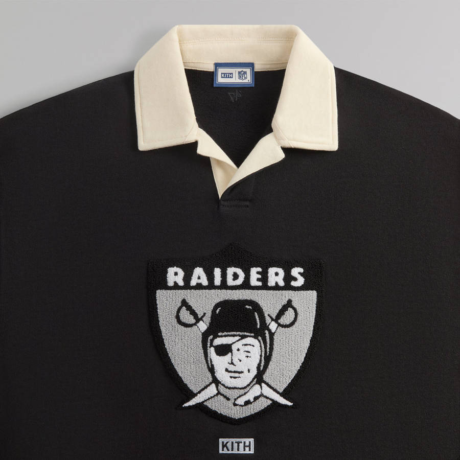 Black Men Kith and '47 for the NFL: Raiders Nelson Collared Pullover Shirts | 4175-UVXYM