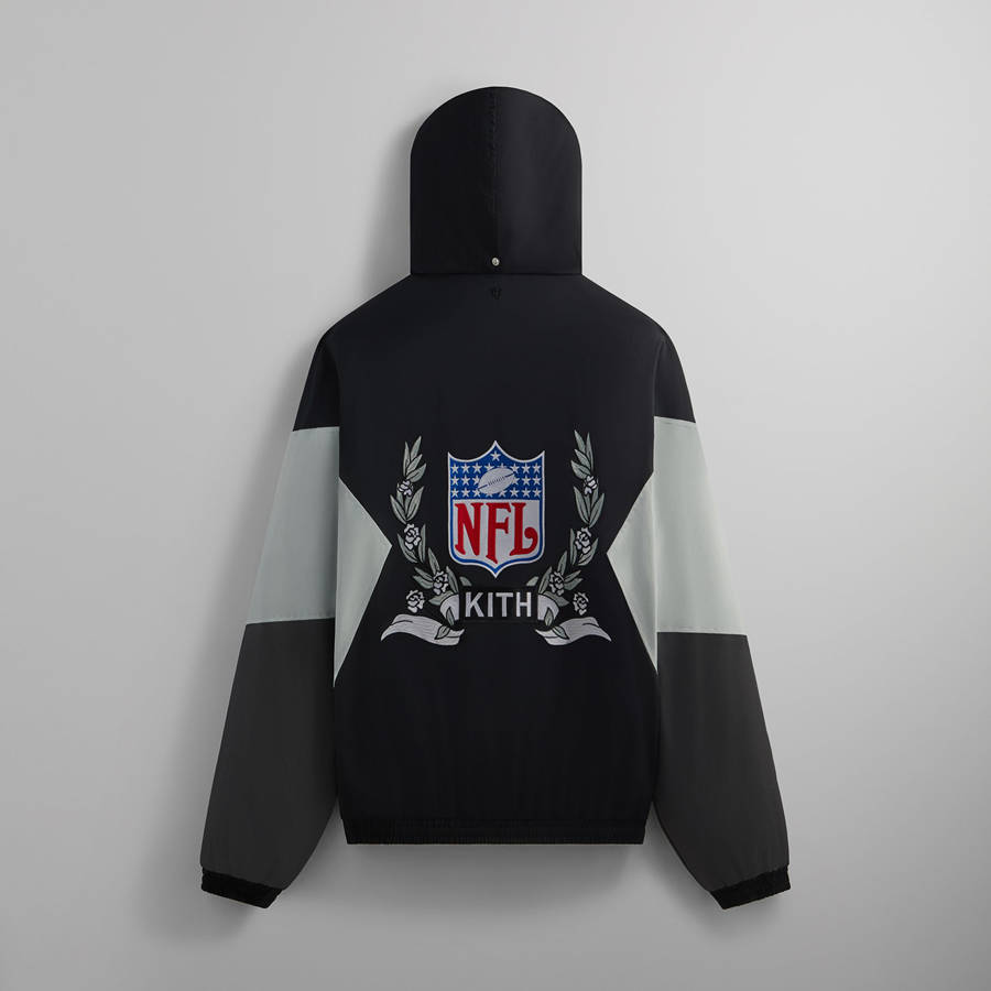 Black Men Kith and '47 for the NFL: Raiders Quarter Zip Anorak With Hood Jackets | 1283-EDGXJ