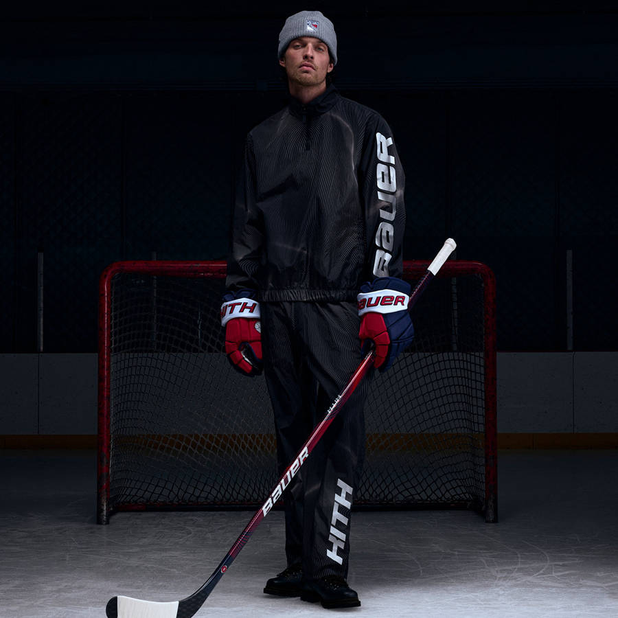 Black Men Kith and Bauer for the New York Rangers Nylon Track Pants | 3604-LKOXB