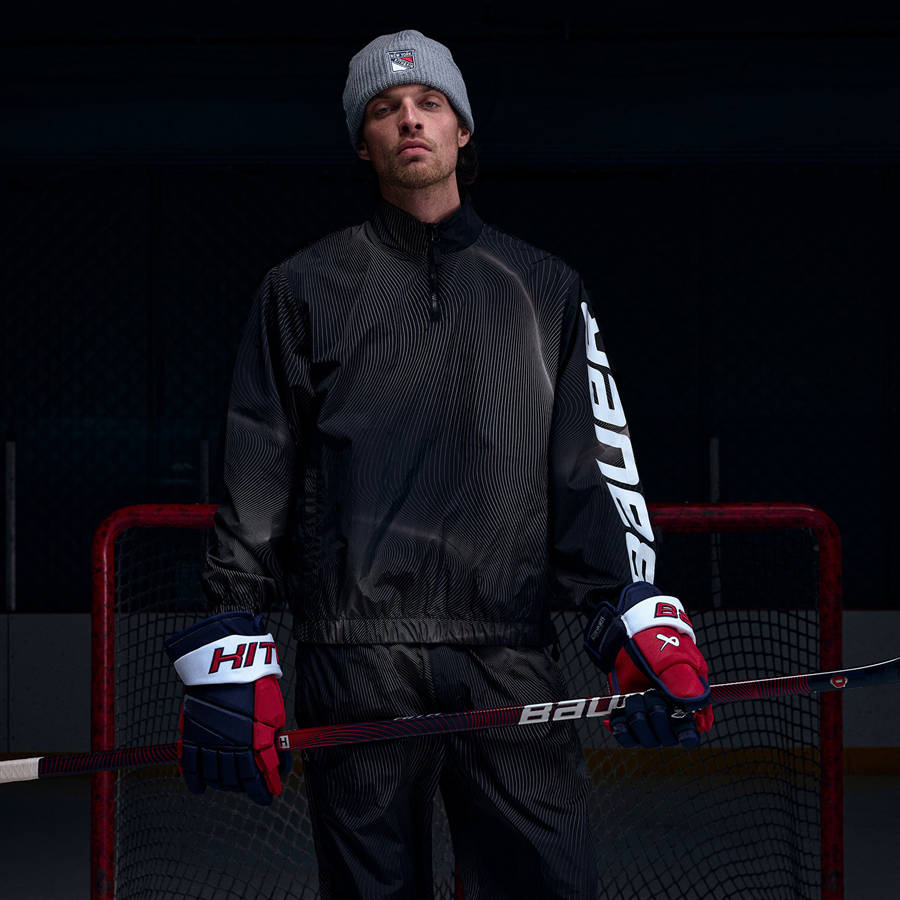 Black Men Kith and Bauer for the New York Rangers Nylon Track Pants | 3604-LKOXB