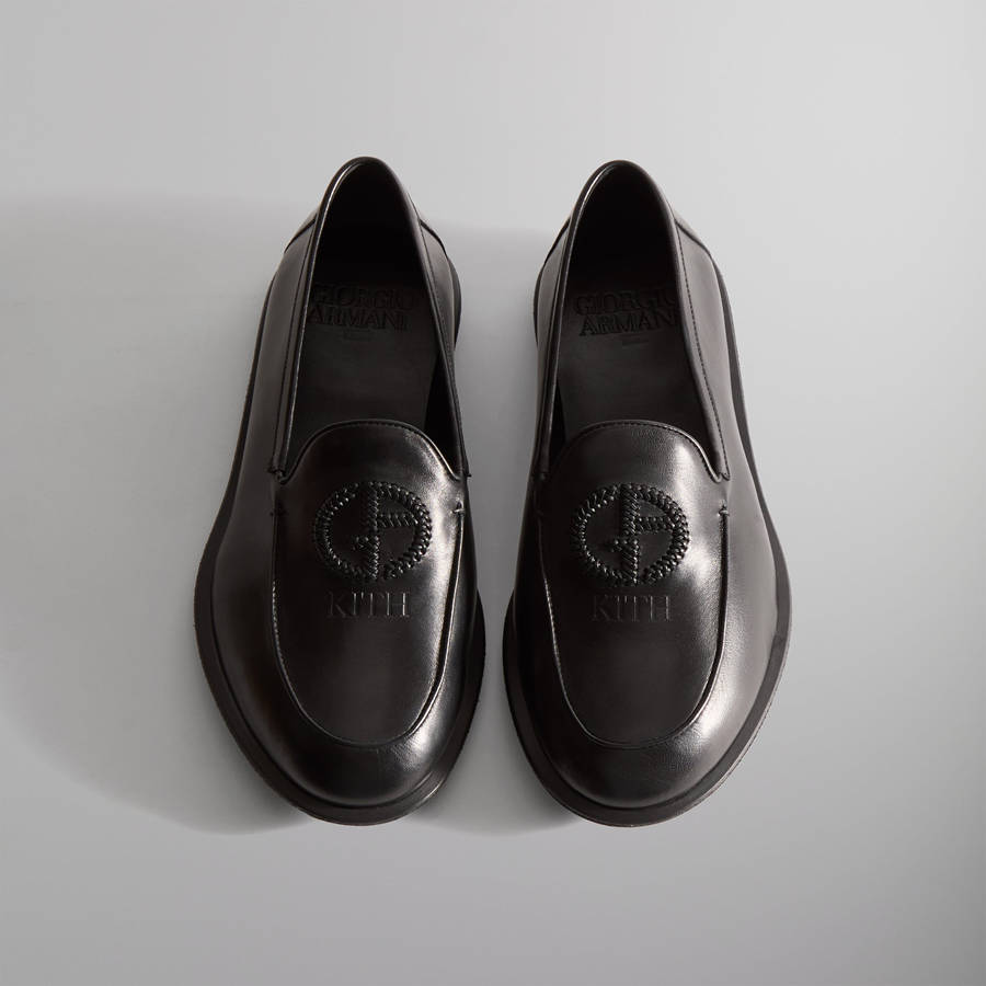 Black Men Kith and Giorgio Armani Logo Loafers | 7260-ULICE